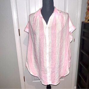 Madewell Cara Pink & White Stripe Shirt Sz Medium